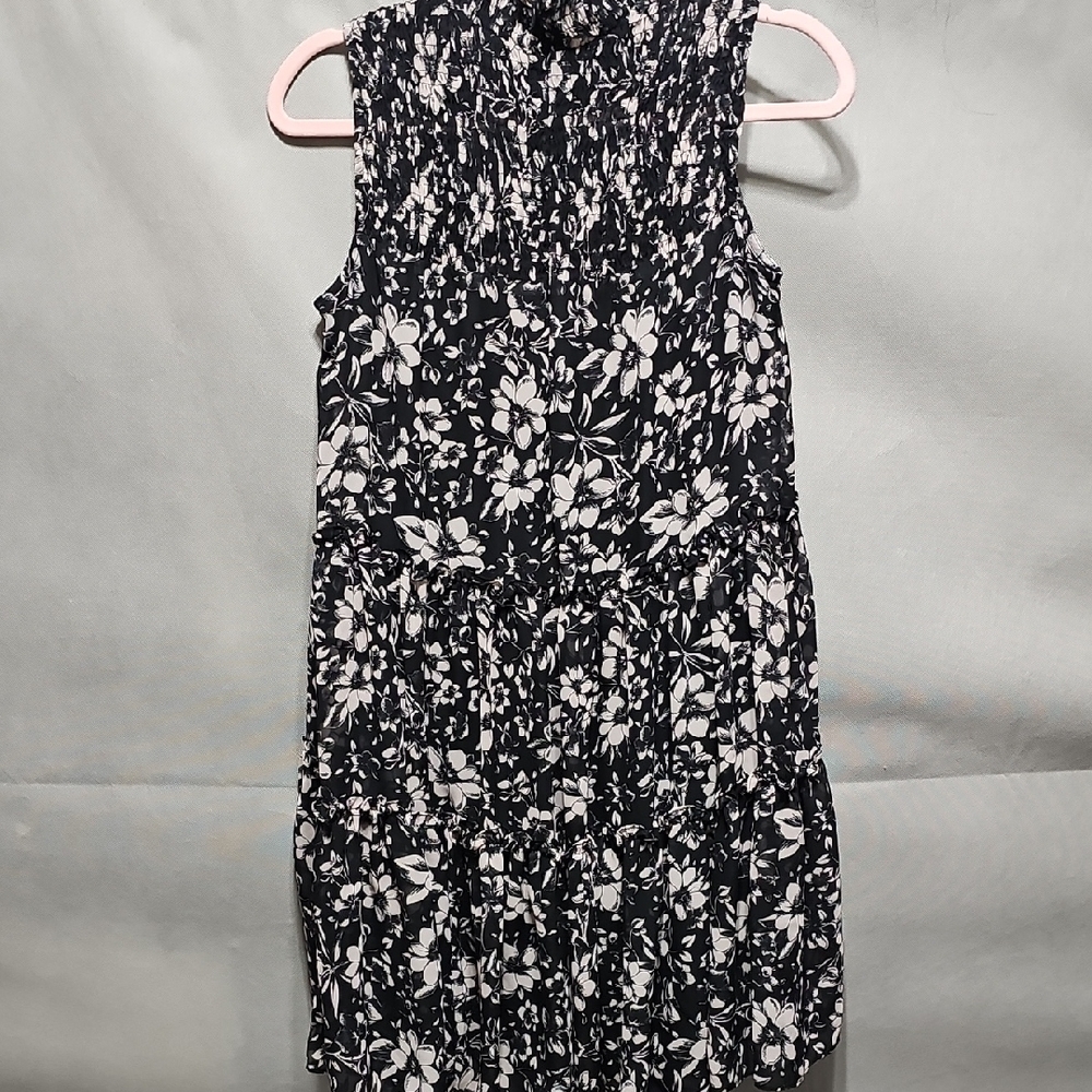 Taylor Black Floral Smocked Neck Mini Dress - Picture 3 of 3
